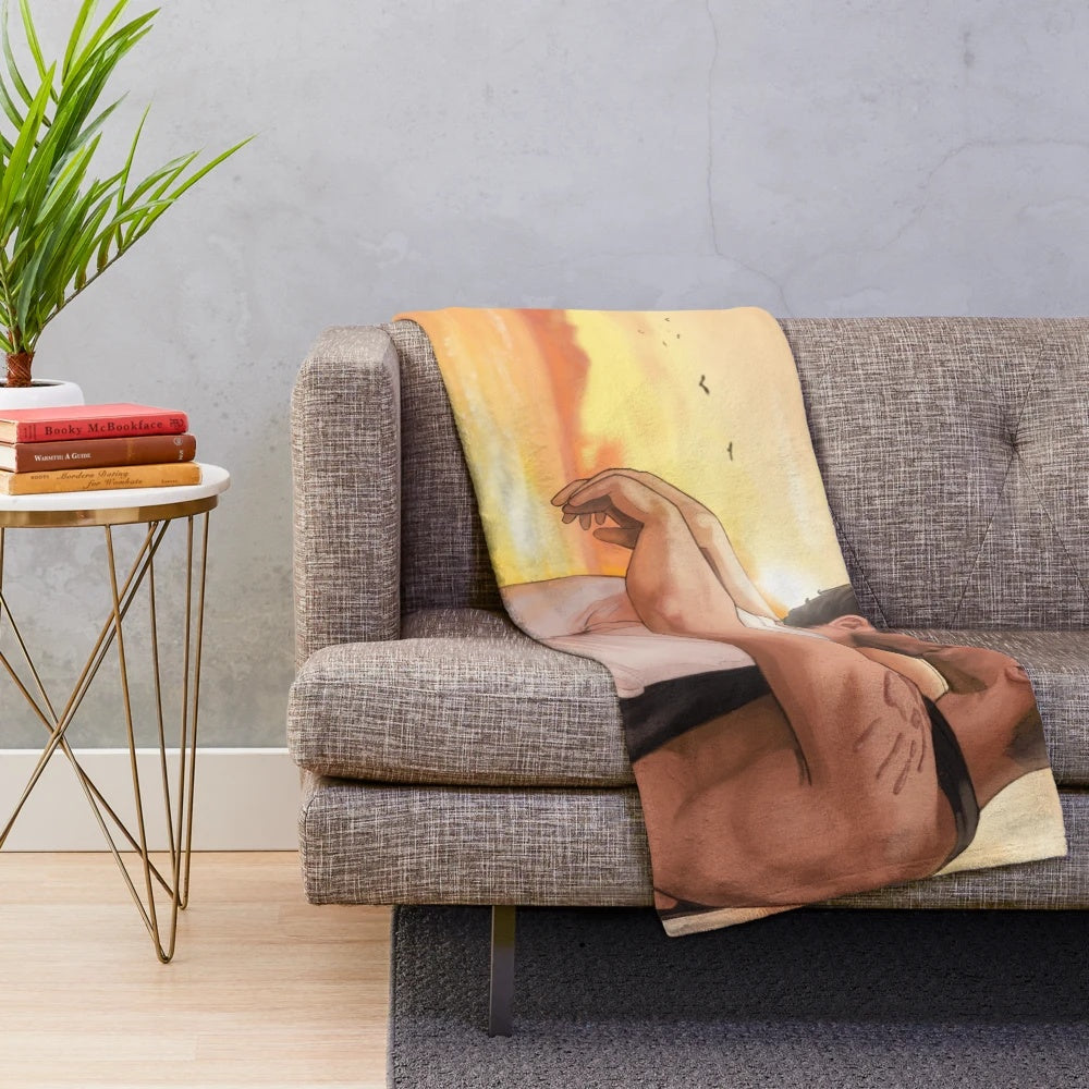 Supernatural Destiel Inspired Plush Blanket with Sunset Kiss Design