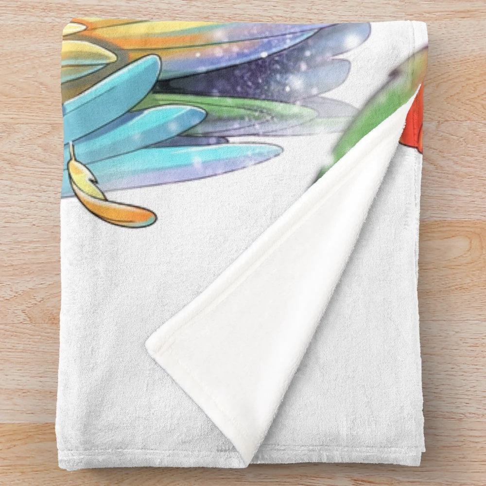 Supernatural Destiel inspired plush blanket with rainbow angel wings design
