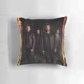 Supernatural-themed pillow with characters Jensen Ackles, Jared Padalecki, and Misha Collins