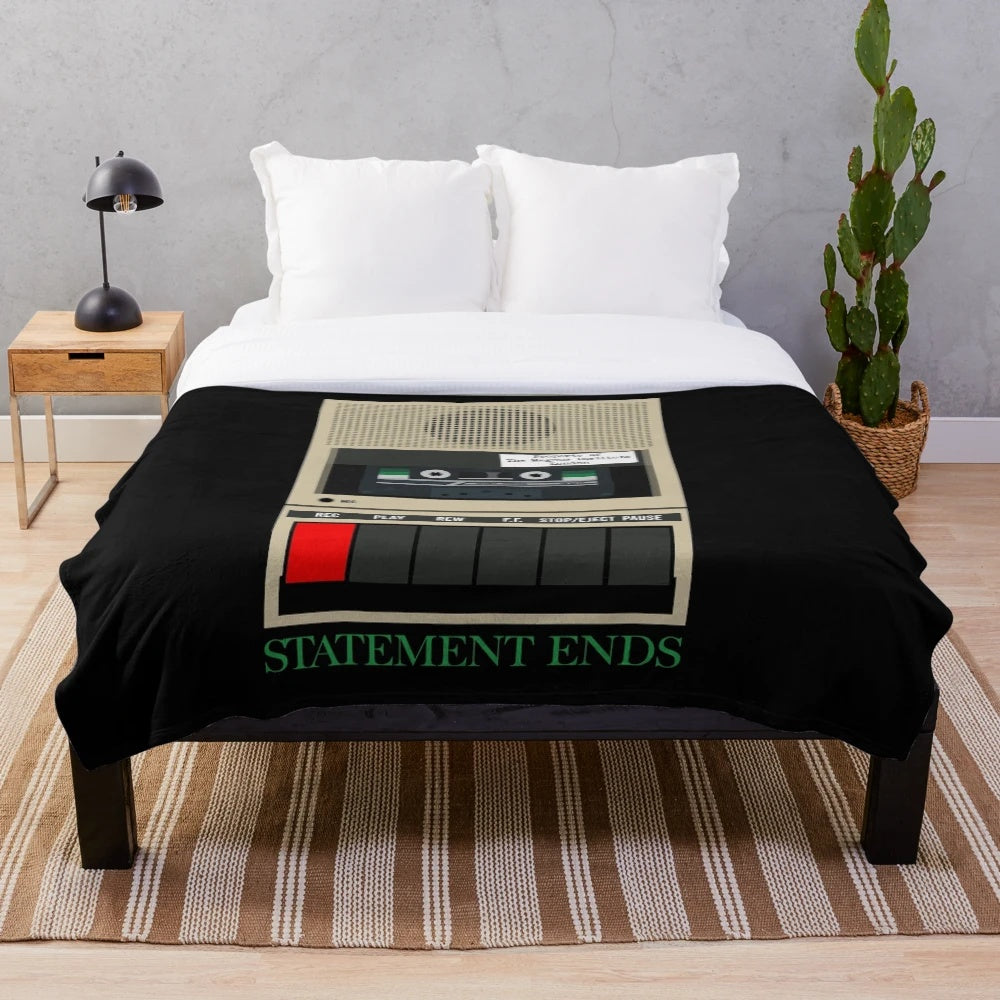 Plush blanket featuring a statement ends design inspired by the Magnus Archives podcast