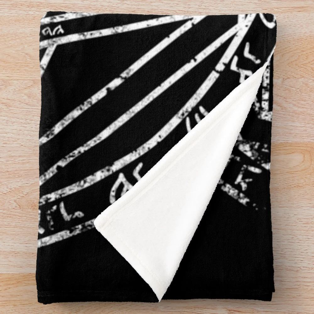 Supernatural-inspired aged plush blanket featuring a devil's trap design