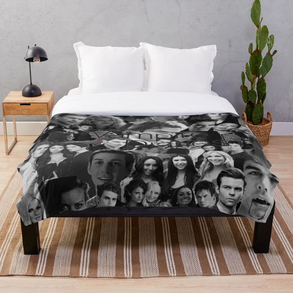 Vampire-themed collage design plush blanket