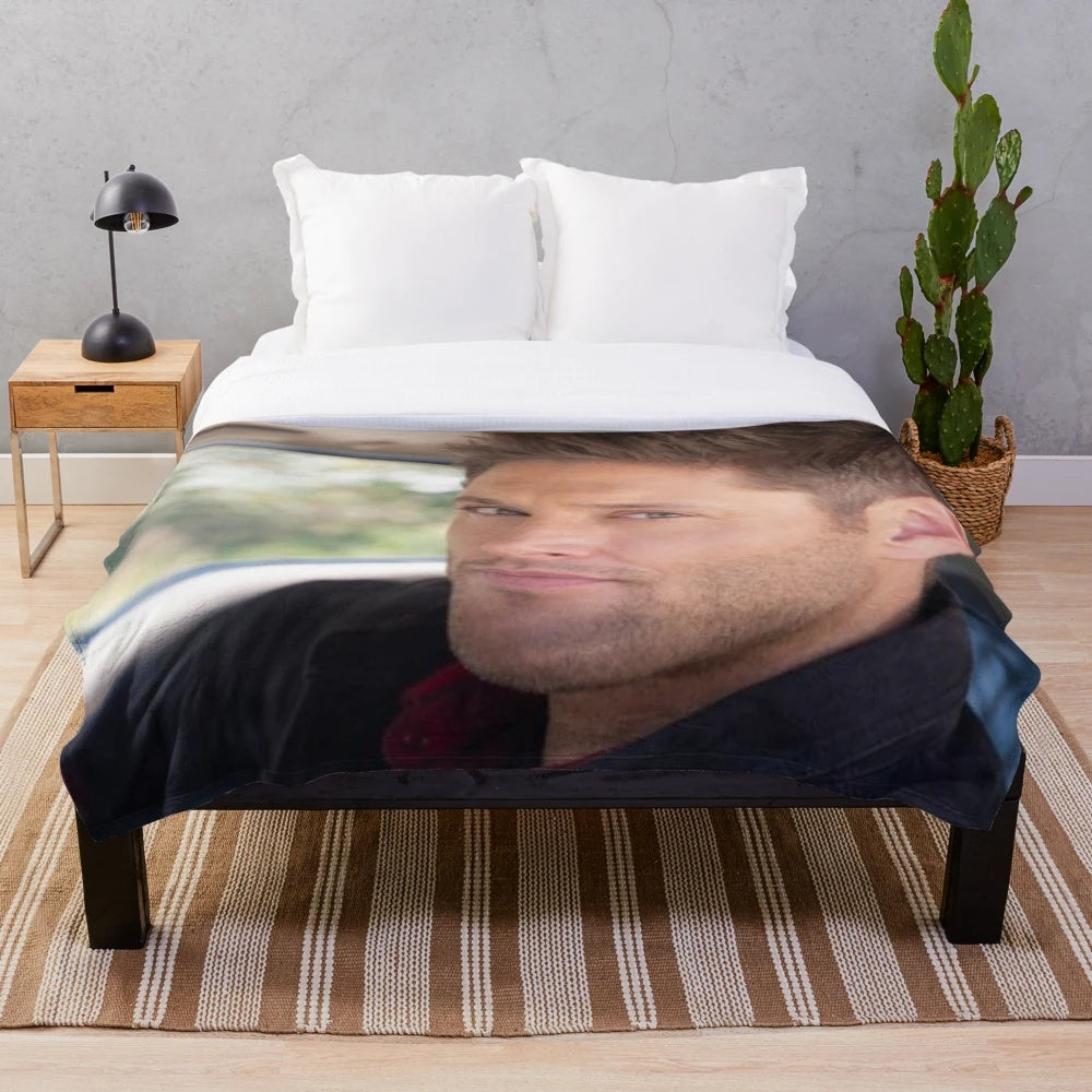 Supernatural inspired Dean Winchester plush blanket