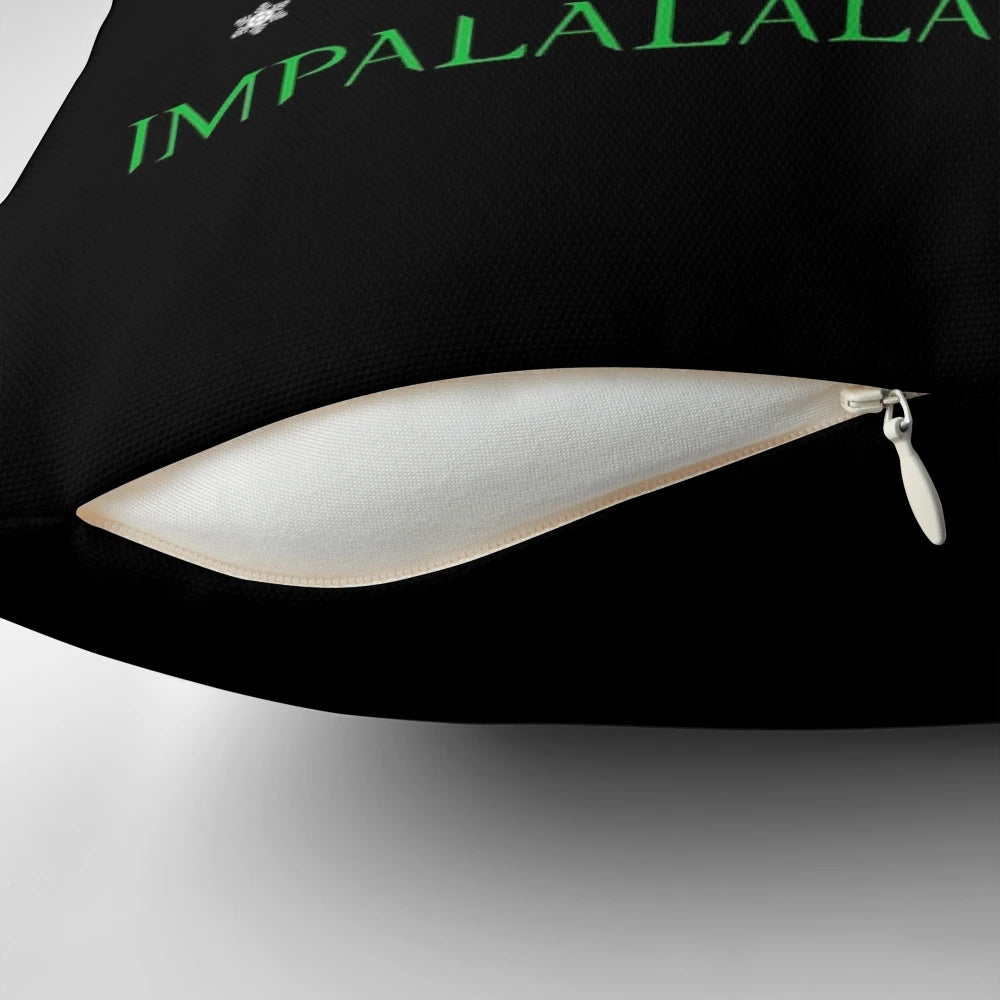 Supernatural-themed Christmas pillow with Impala, Winchester brothers, and Castiel