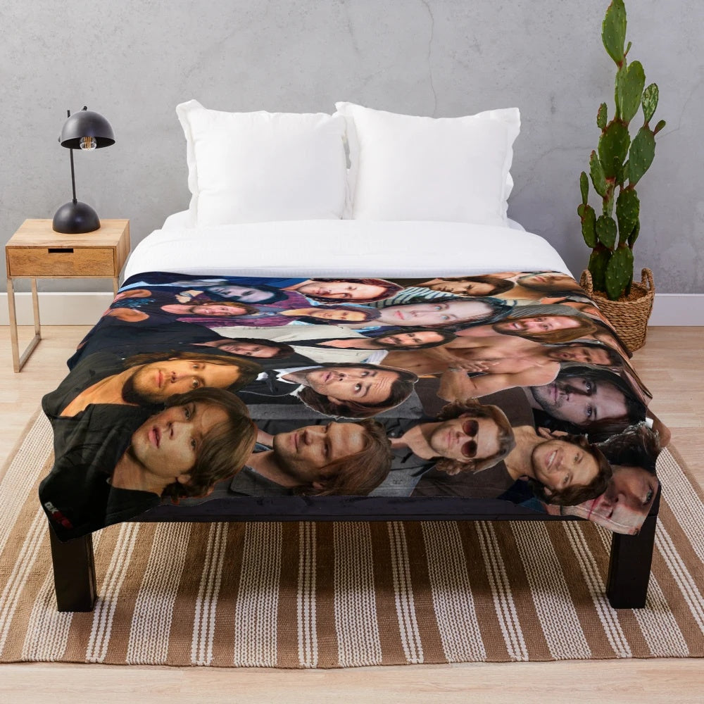 Jared Padalecki photo collage plush blanket featuring the Supernatural TV show star