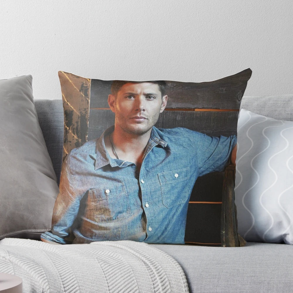 Supernatural inspired pillow featuring Jensen Ackles as Dean Winchester