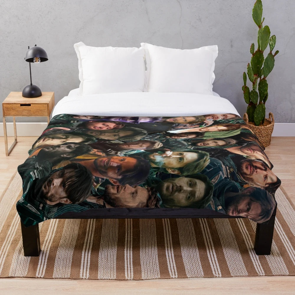 Jensen Ackles photo collage printed on a soft, cozy plush blanket