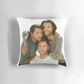 Supernatural-inspired pillow featuring Jared Padalecki, Jensen Ackles, and Misha Collins