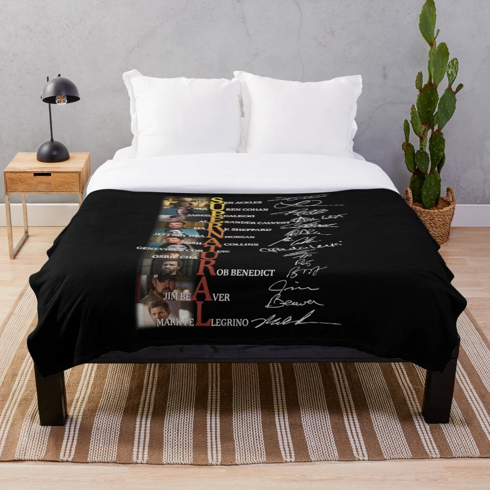Supernatural Inspired Plush Blanket with Cast