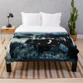 Supernatural-inspired plush blanket with Winchester brothers and other iconic characters