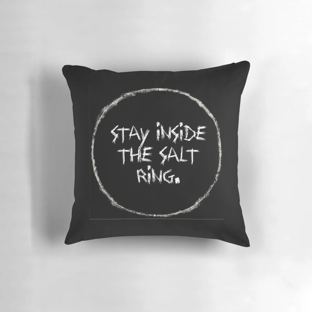 Supernatural-themed decorative pillow featuring the Winchester brothers and other characters