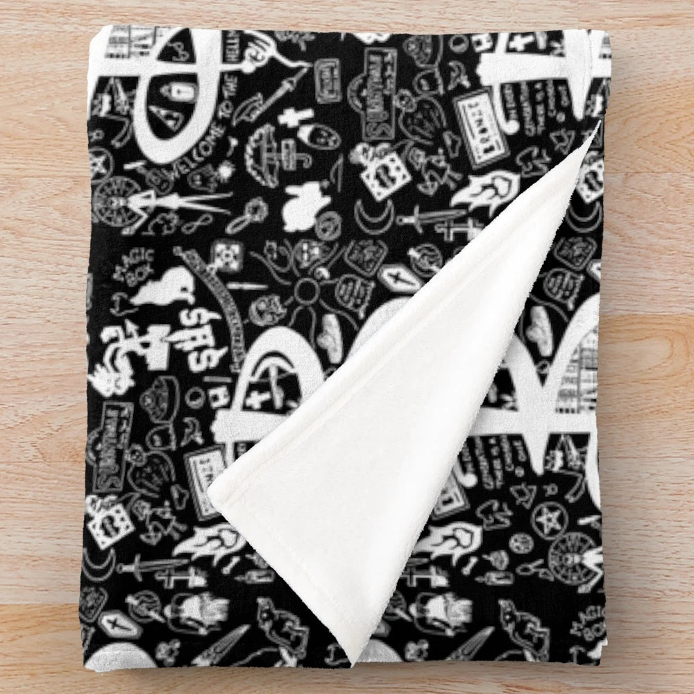 Plush blanket featuring a design inspired by the cult classic television series Buffy the Vampire Slayer