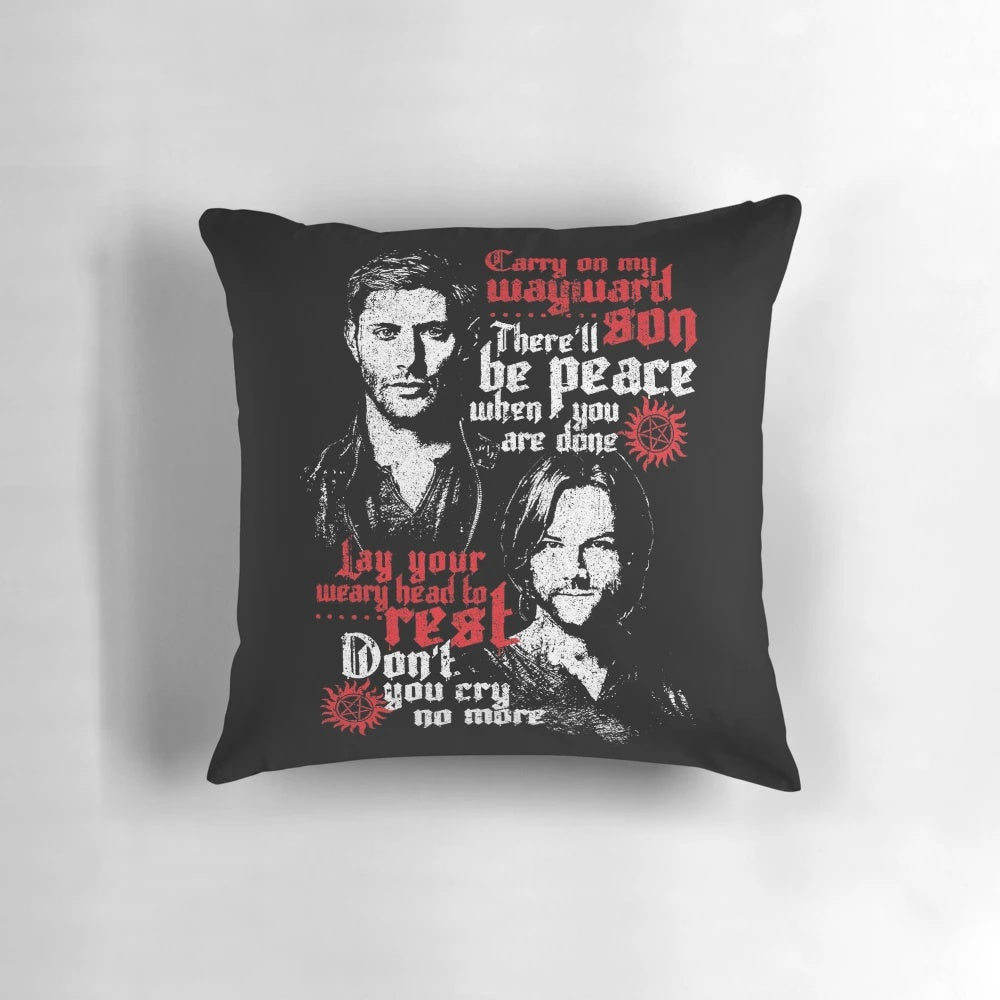 Supernatural Wayward Sons Castiel Winchester Brothers Decorative Pillow