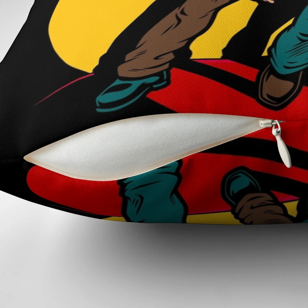 Supernatural-inspired comic book-style hunter pillow featuring the Winchester brothers