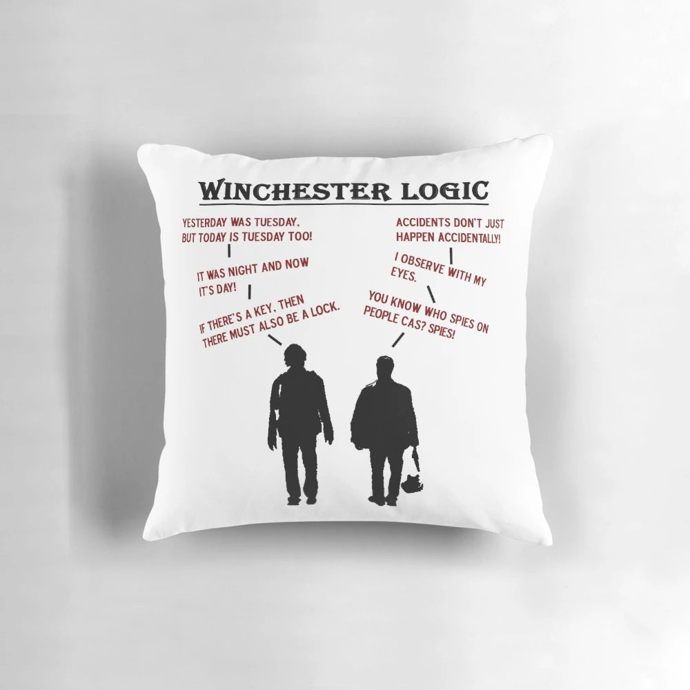 Supernatural Winchester Brothers Logic Pillow featuring Sam and Dean Winchester
