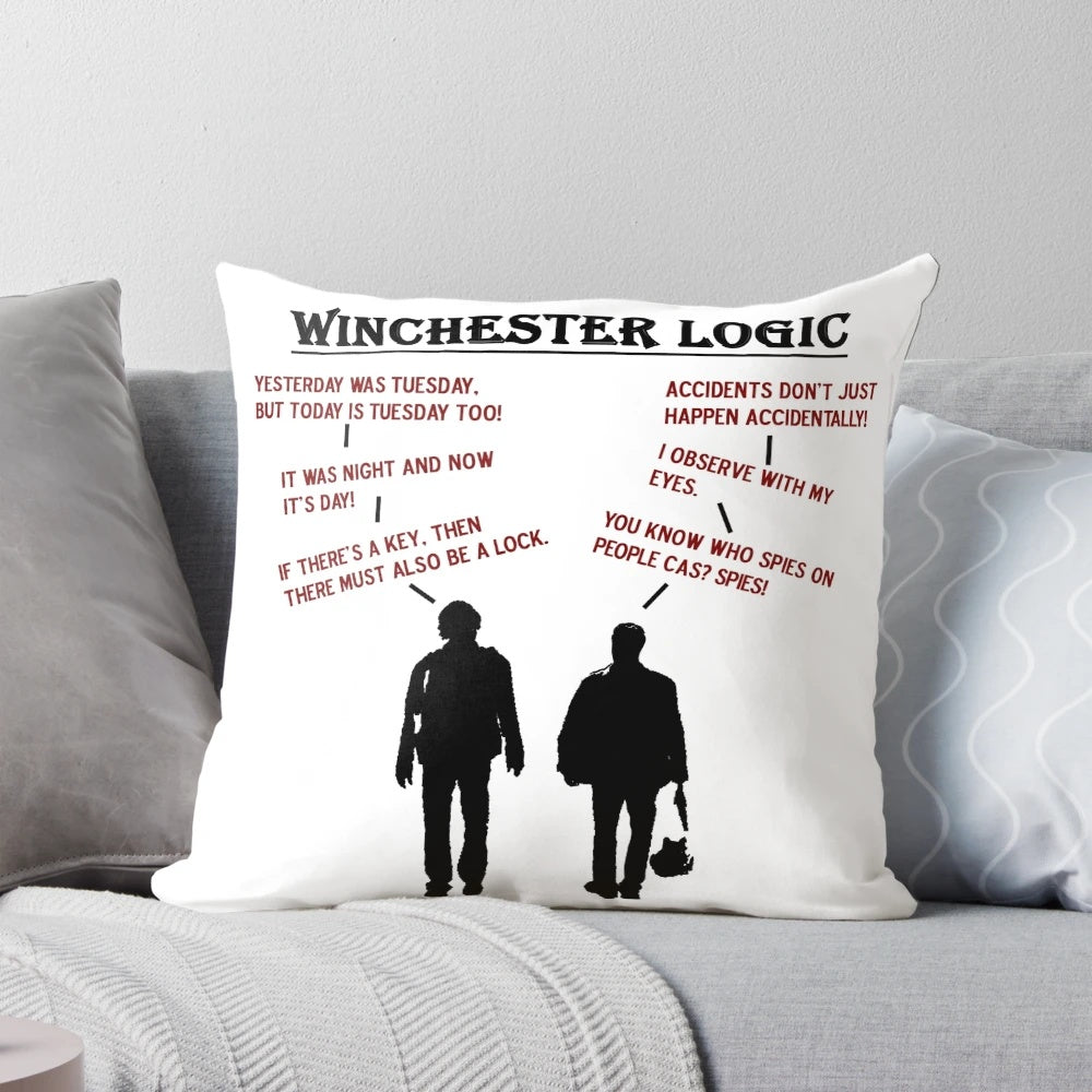 Supernatural Winchester Brothers Logic Pillow featuring Sam and Dean Winchester