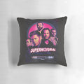 Supernatural-themed pillow featuring the Winchester brothers and Castiel