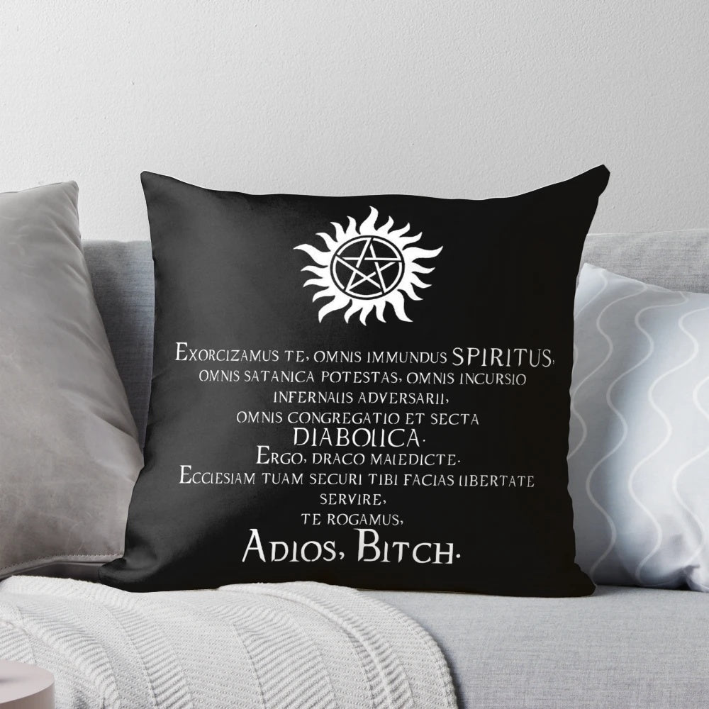Supernatural Winchester Demon Hunter Exorcism Pillow with Pentagram and Devil's Trap Design