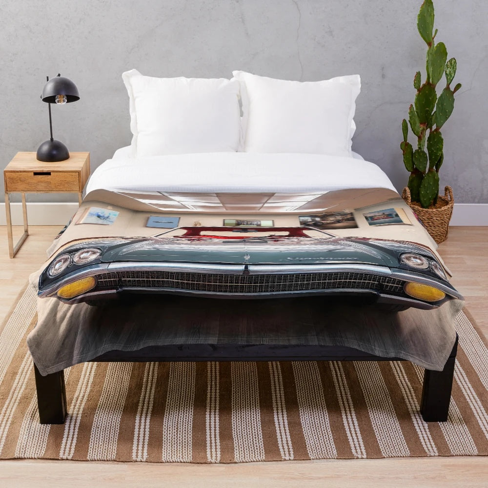 Supernova-themed plush blanket for car enthusiasts