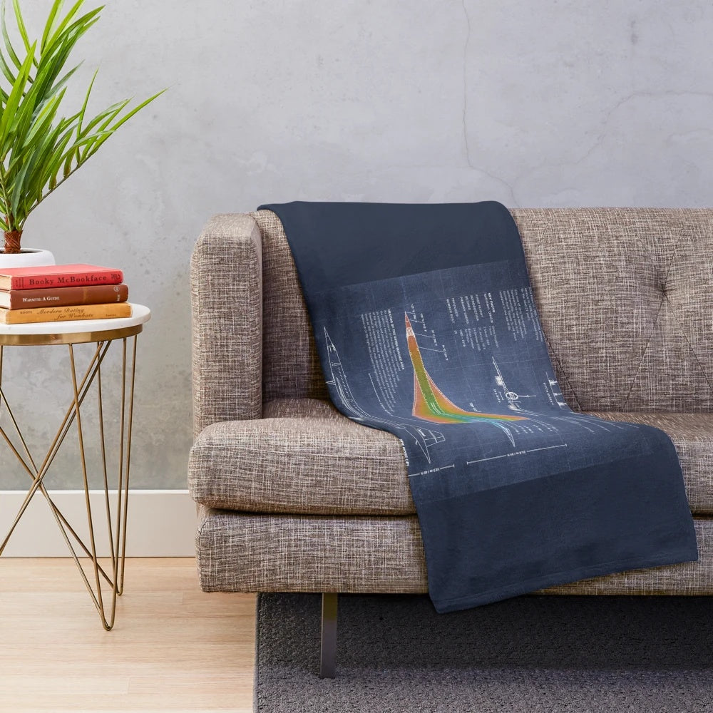 Concorde supersonic airliner blueprint plush blanket