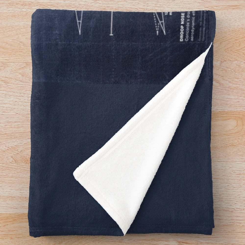 Concorde supersonic airliner blueprint plush blanket