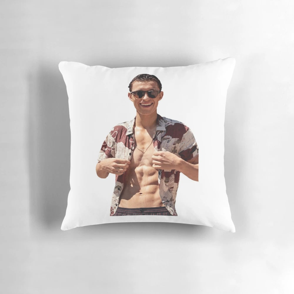 Tom Holland themed pillow case featuring the popular Spiderman actor