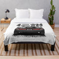 Supra MK3 inspired plush blanket with onyx black design for JDM car enthusiasts