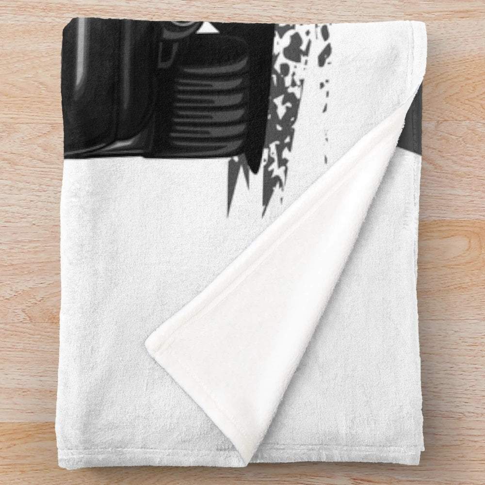 Supra MK3 inspired plush blanket with onyx black design for JDM car enthusiasts