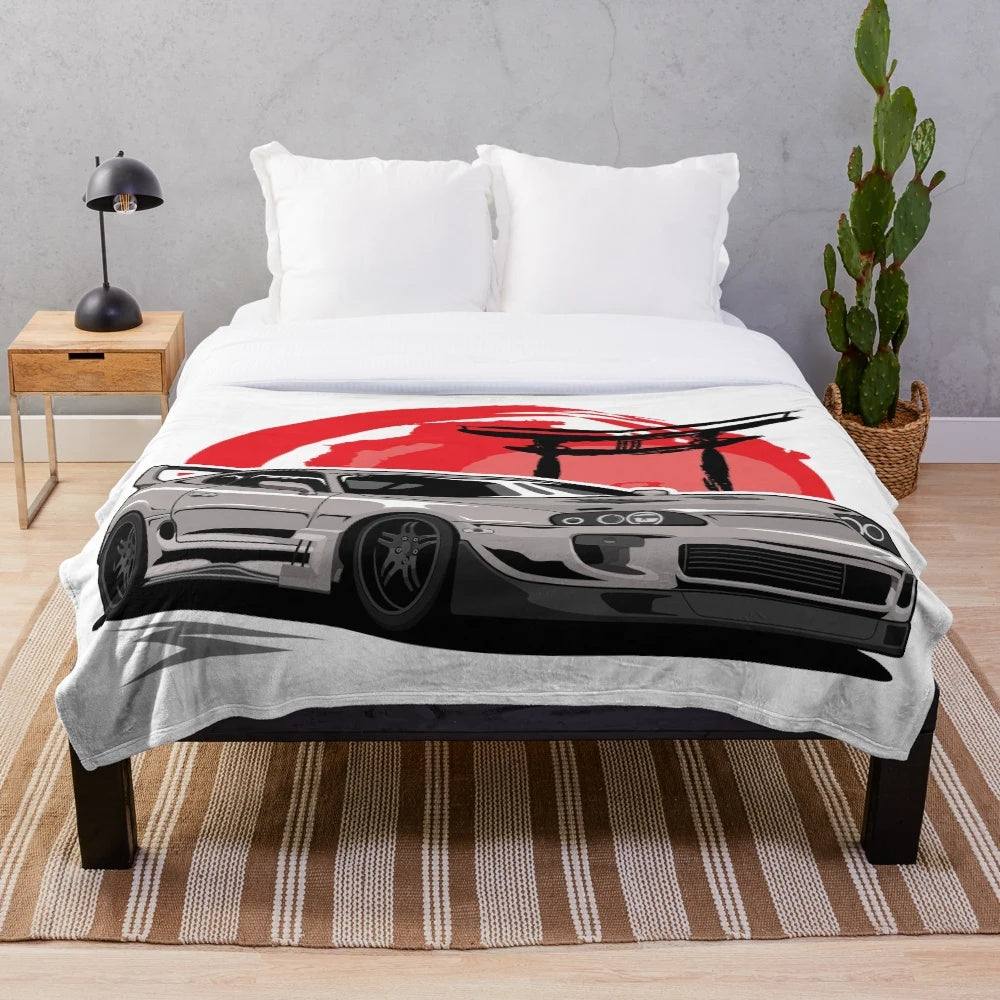 Toyota Supra MKIV plush blanket for car enthusiasts and JDM fans