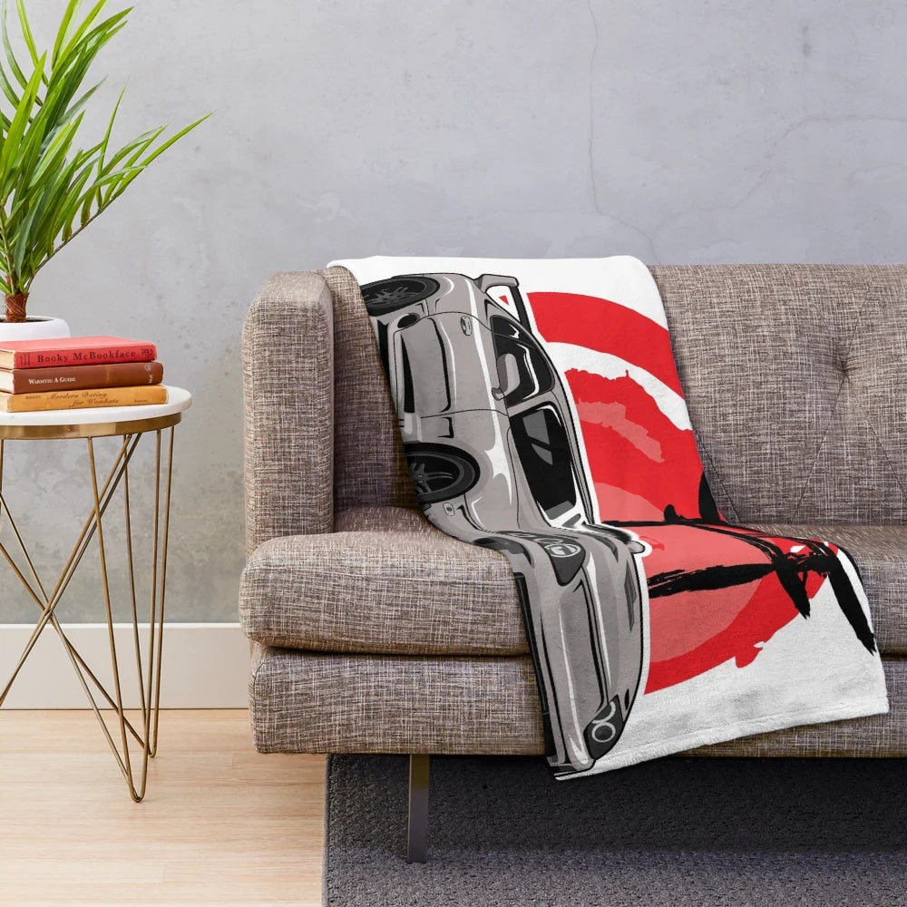 Toyota Supra MKIV plush blanket for car enthusiasts and JDM fans
