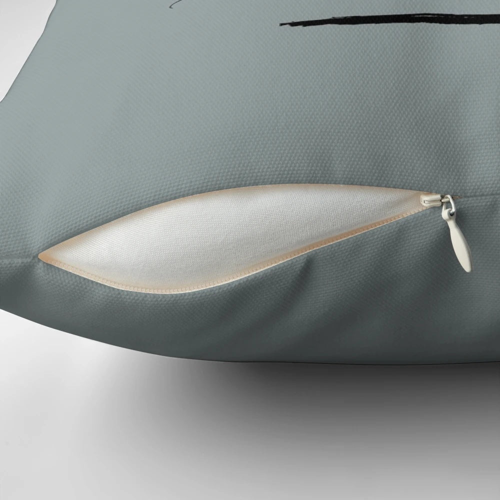 Colorful pillow featuring a surfing and skateboarding design