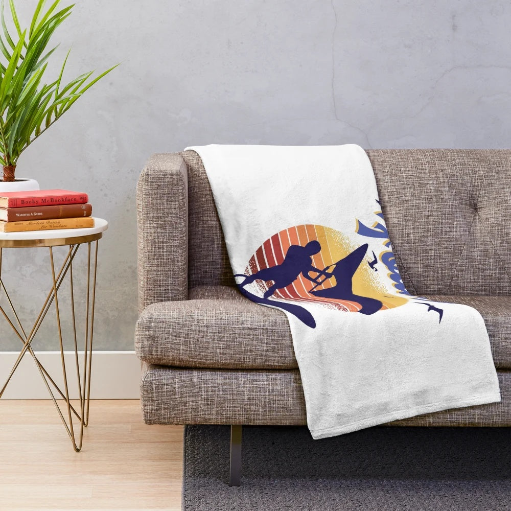 Wing foiling surfer plush blanket
