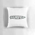 Soft, plush pillow with a vibrant, realistic printed surfboard sticker design, perfect for surfing enthusiasts and coastal-inspired home decor.