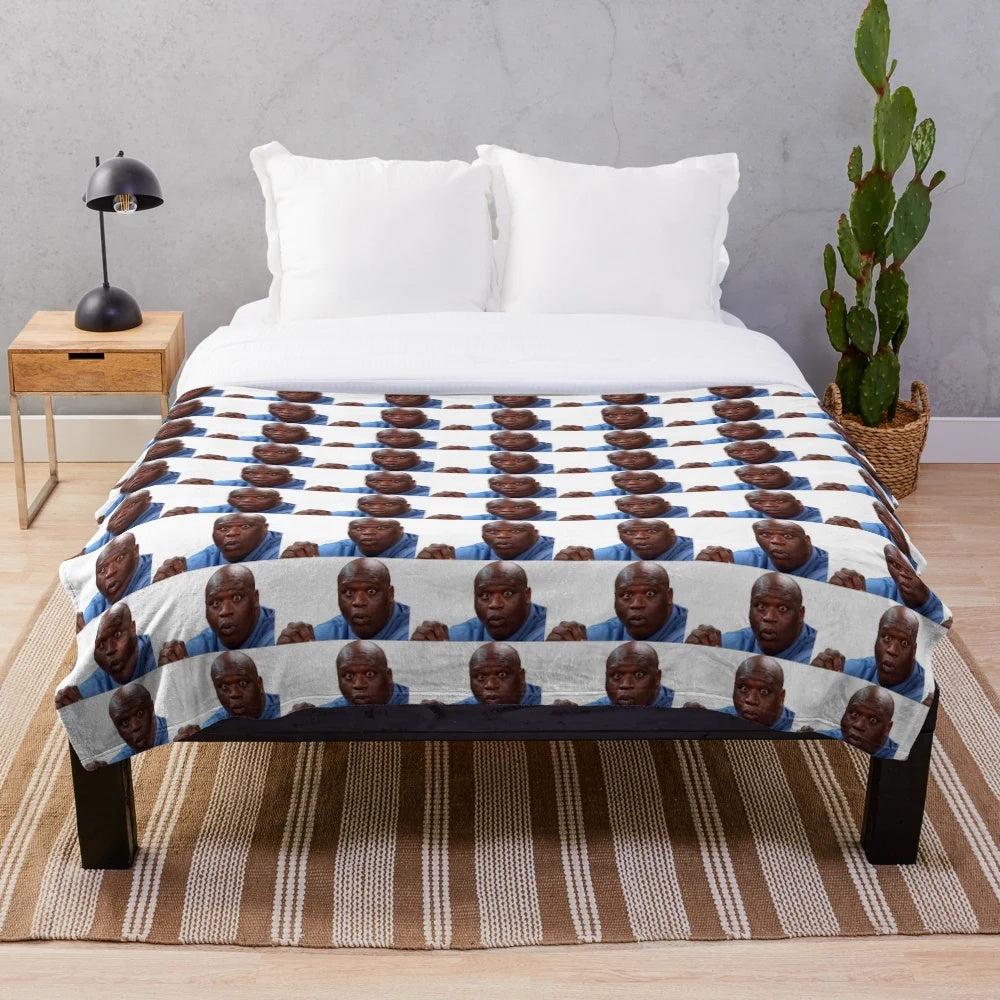 Surprised Shaq HD meme-inspired plush blanket