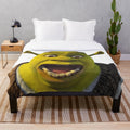 Surprised Shrek meme plush blanket for home decor