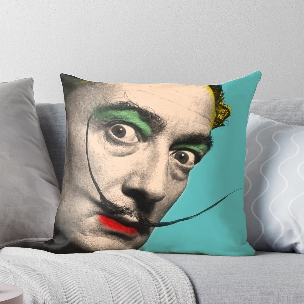 Salvador Dali inspired surreal art graphic print pillow