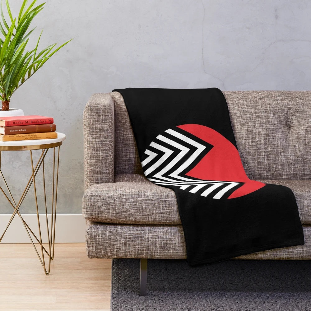 Black Lodge inspired plush blanket with abstract geometric design