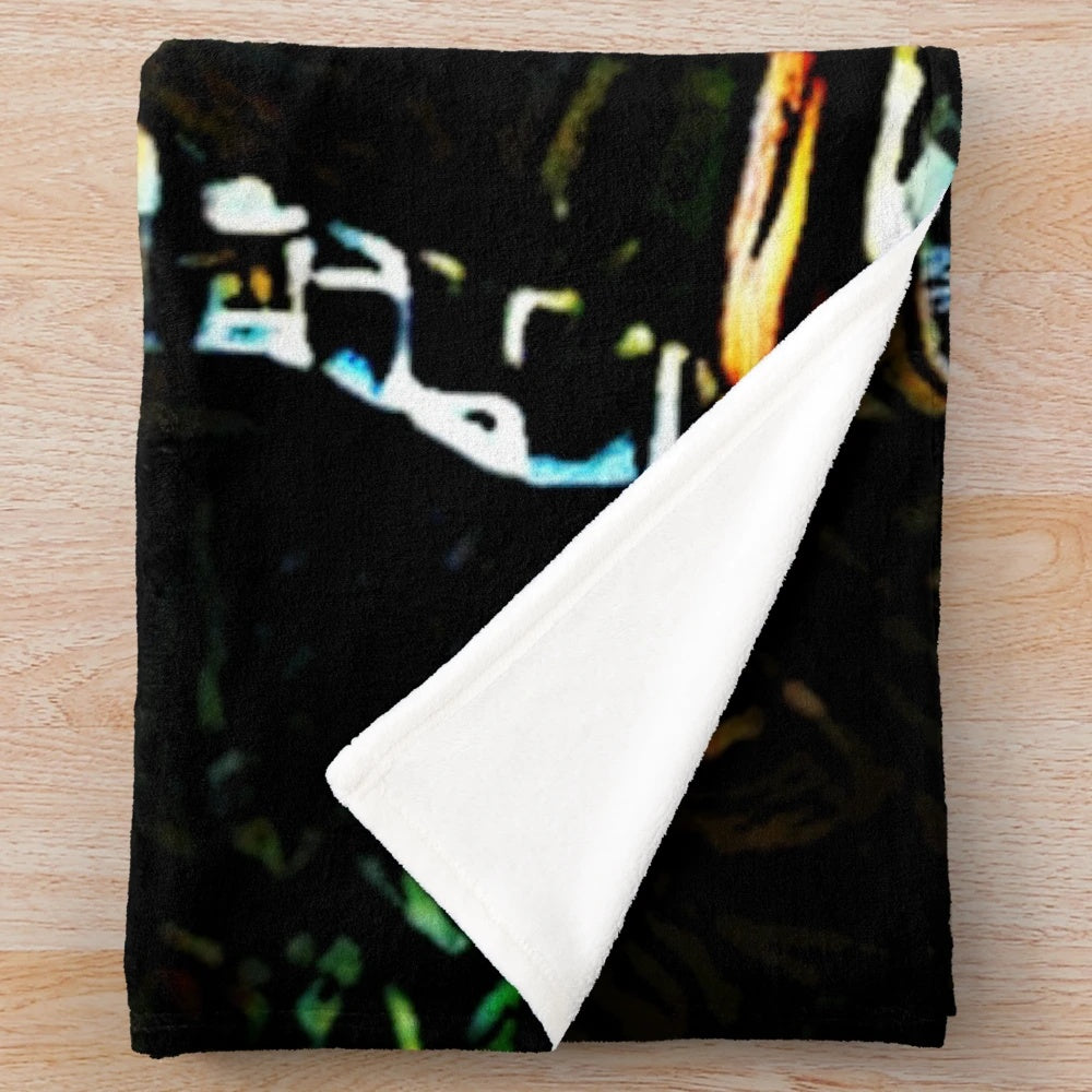 Surreal, conceptual plush blanket with cinema-themed design