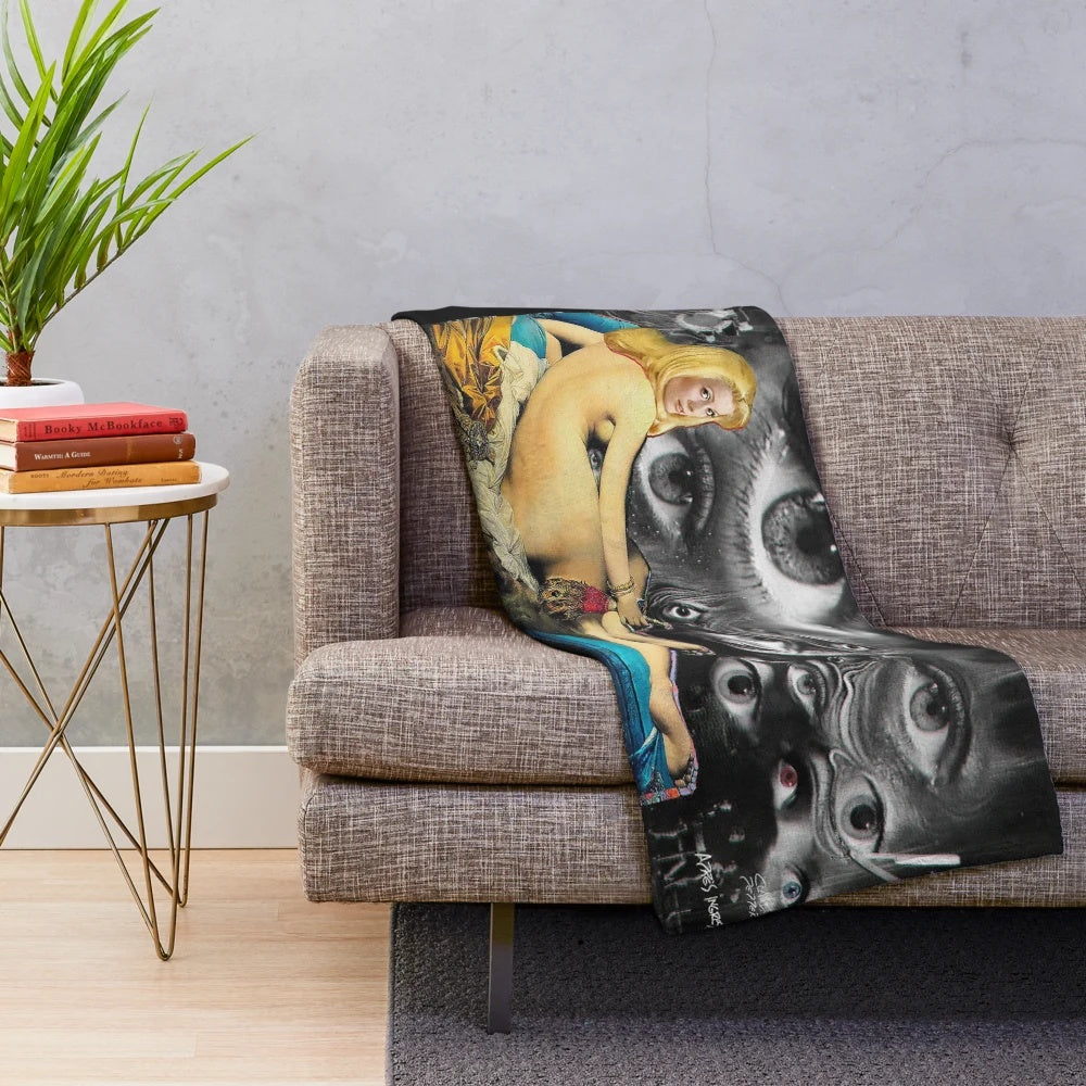 Surreal cinematic plush blanket featuring movie art and imagery