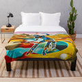 Surreal dancer plush blanket with vibrant abstract art and psychedelic patterns