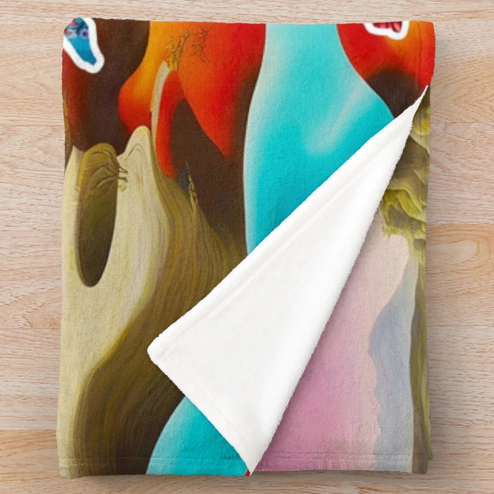 Surreal dancer plush blanket with vibrant abstract art and psychedelic patterns