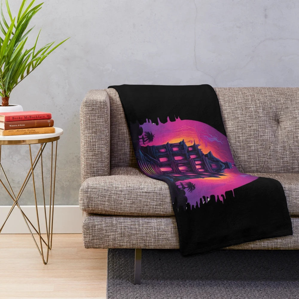 Surreal dark fantasy horror-themed plush blanket with chilling gradient graphics