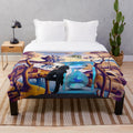 Surreal plush blanket with psychedelic, dreamlike pattern