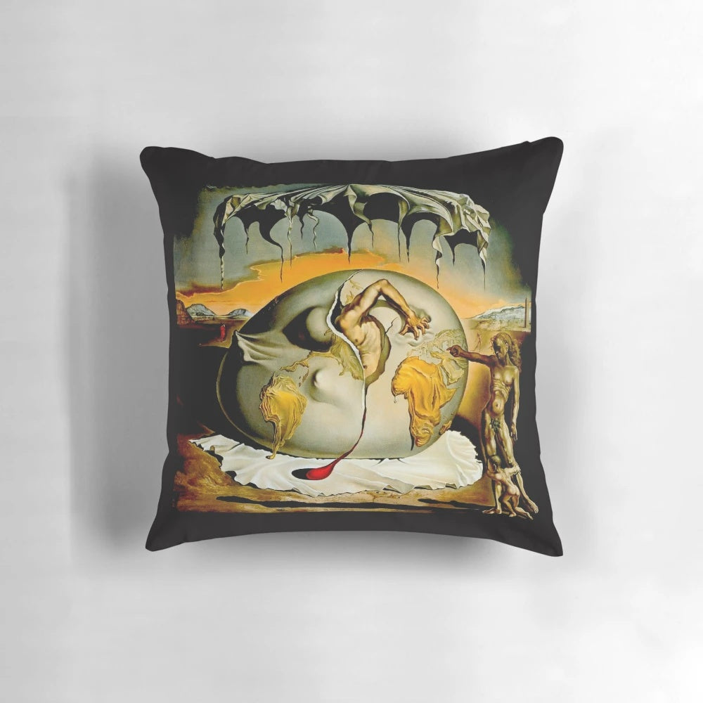 Surreal painting print of a woman giving birth to eggs, in the style of Salvador Dali's abstract fantasy art.