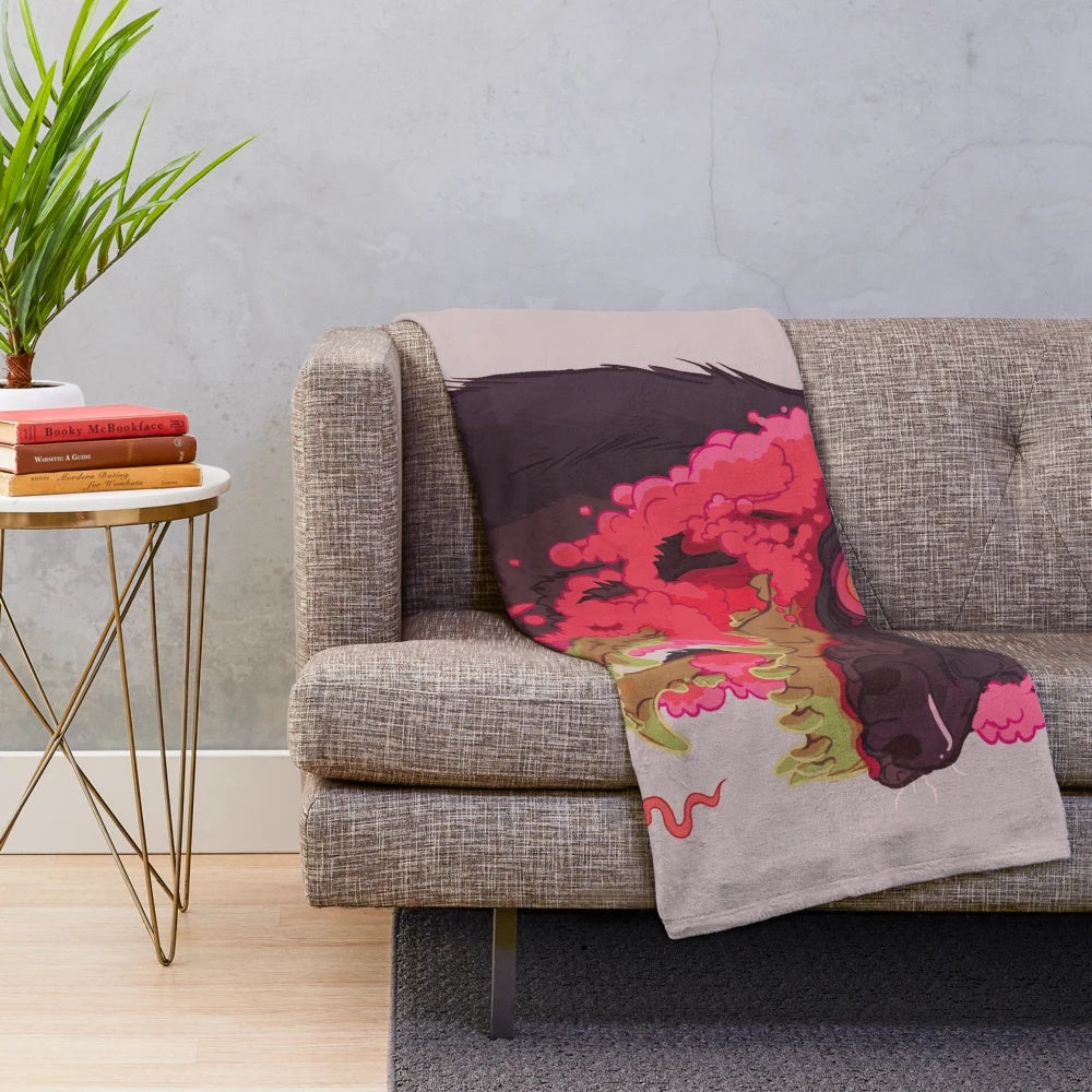 Surreal horror canine art plush blanket