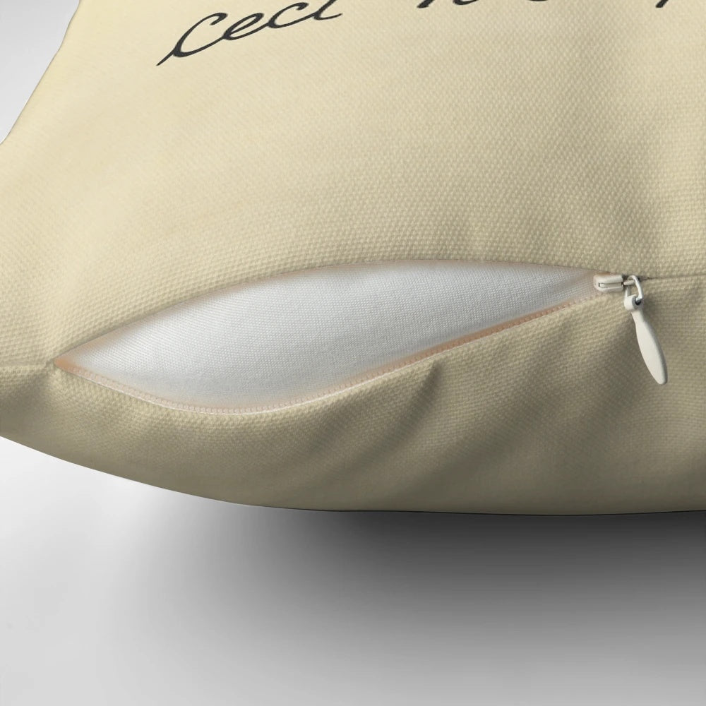 Surreal pipe-inspired pillow with baroque, floral, and ornamental patterns