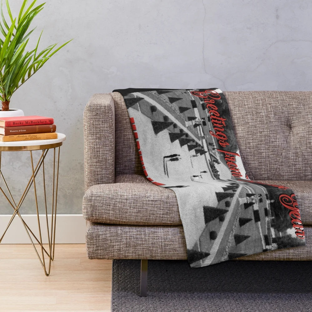 Plush blanket featuring a surreal black and white image inspired by the classic film 'Last Year at Marienbad