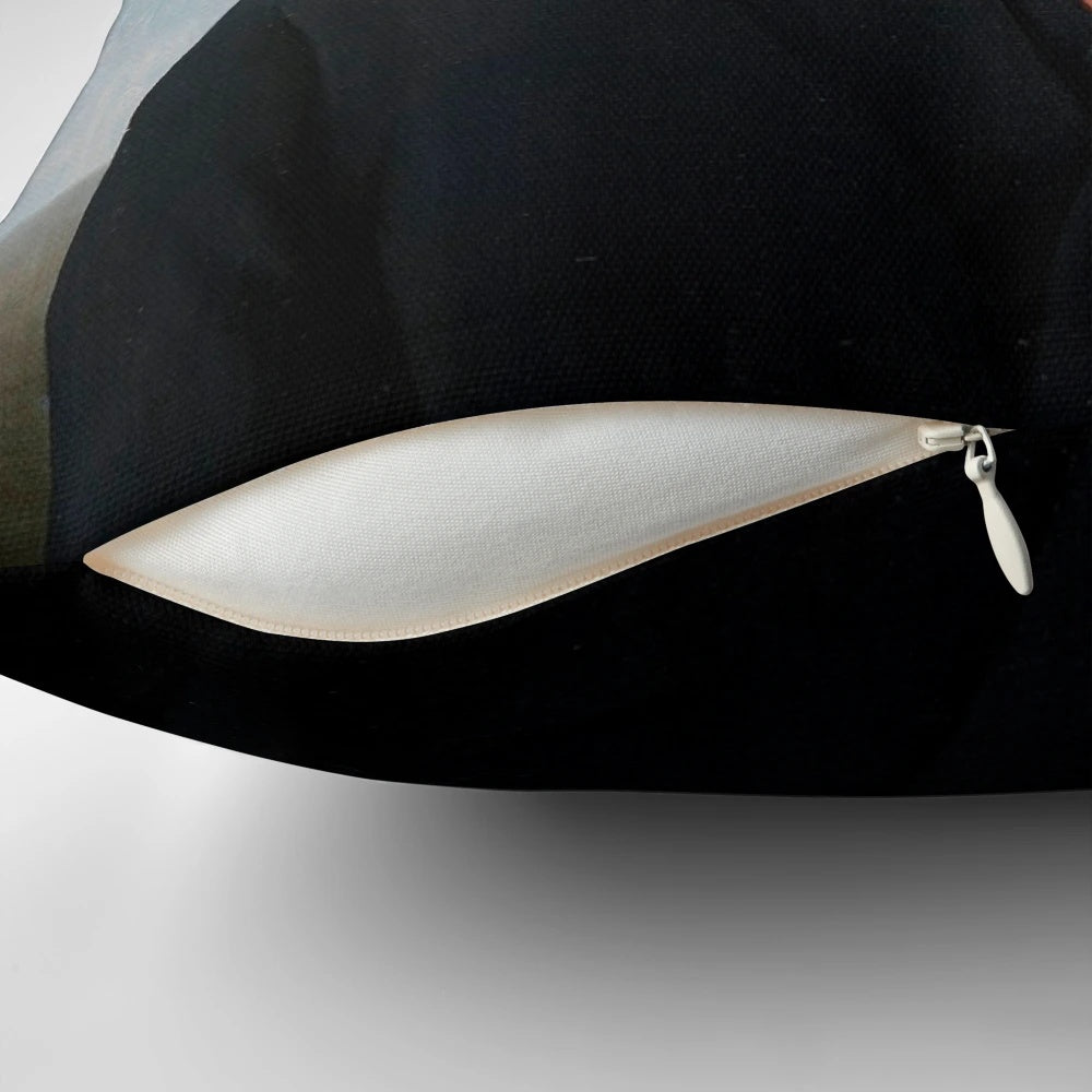 Throw pillow featuring a surreal design inspired by the artwork of Rene Magritte.