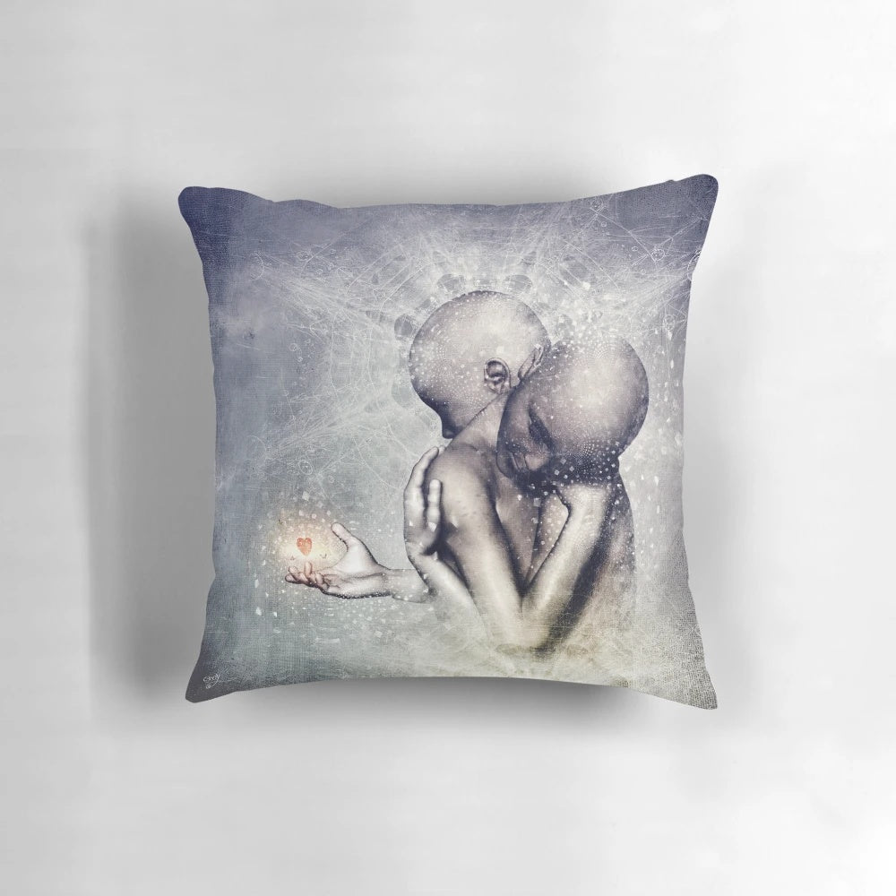 A visually striking pillow featuring a surreal, photographic design with celestial and romantic elements, creating a mesmerizing and awe-inspiring piece for your home.