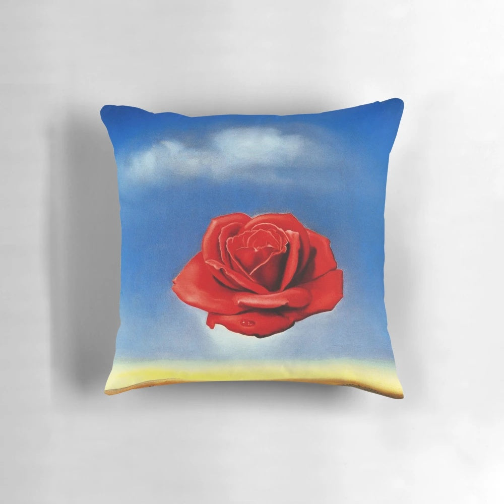 A surreal, abstract Salvador Dali-inspired pillow featuring mystical landscape and dream-like imagery.